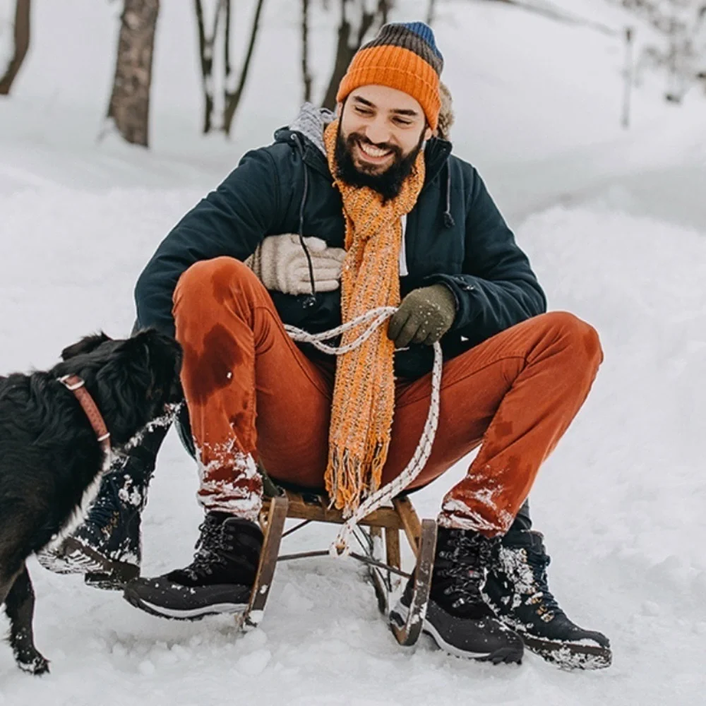 Free Soldier-Snowwolf Men’s Waterproof Black Snow Hiking Winter Boots